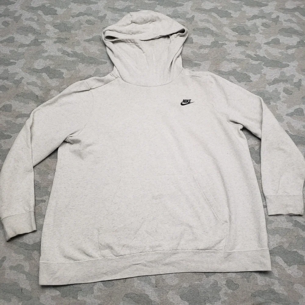 Nike Sweatshirt Womens 1X Gray Pullover Hooded Pockets Long‎